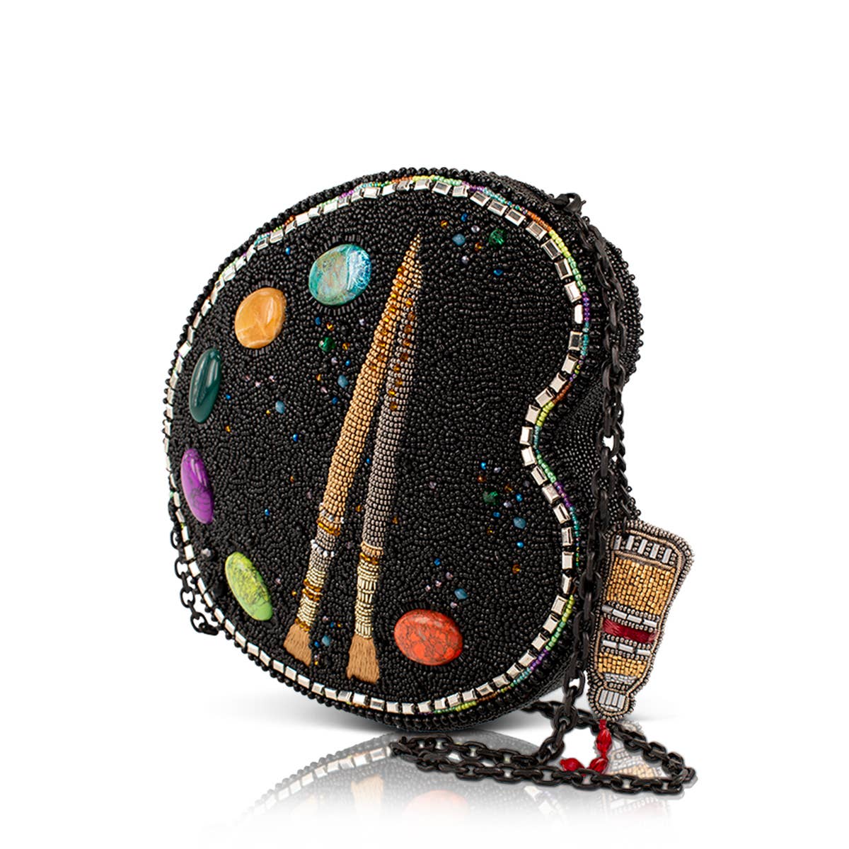 Brushstrokes Palette Gem Beaded Crossbody Handbag