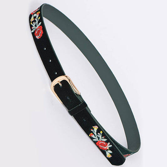 Green Velvet Flower Belt