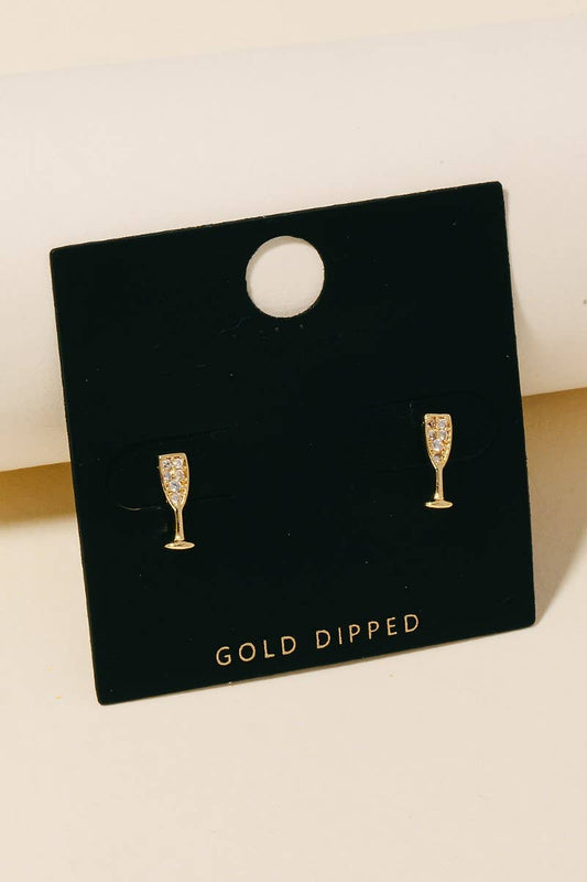Champagne Glass Stud Earrings