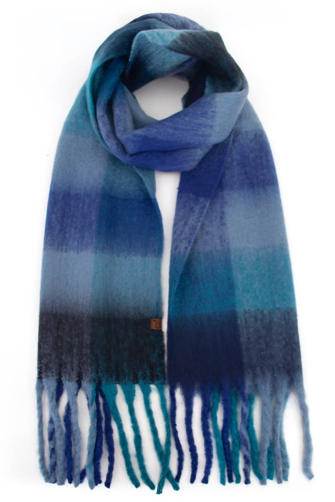 C.C Color Block Plaid Checkered Scarf