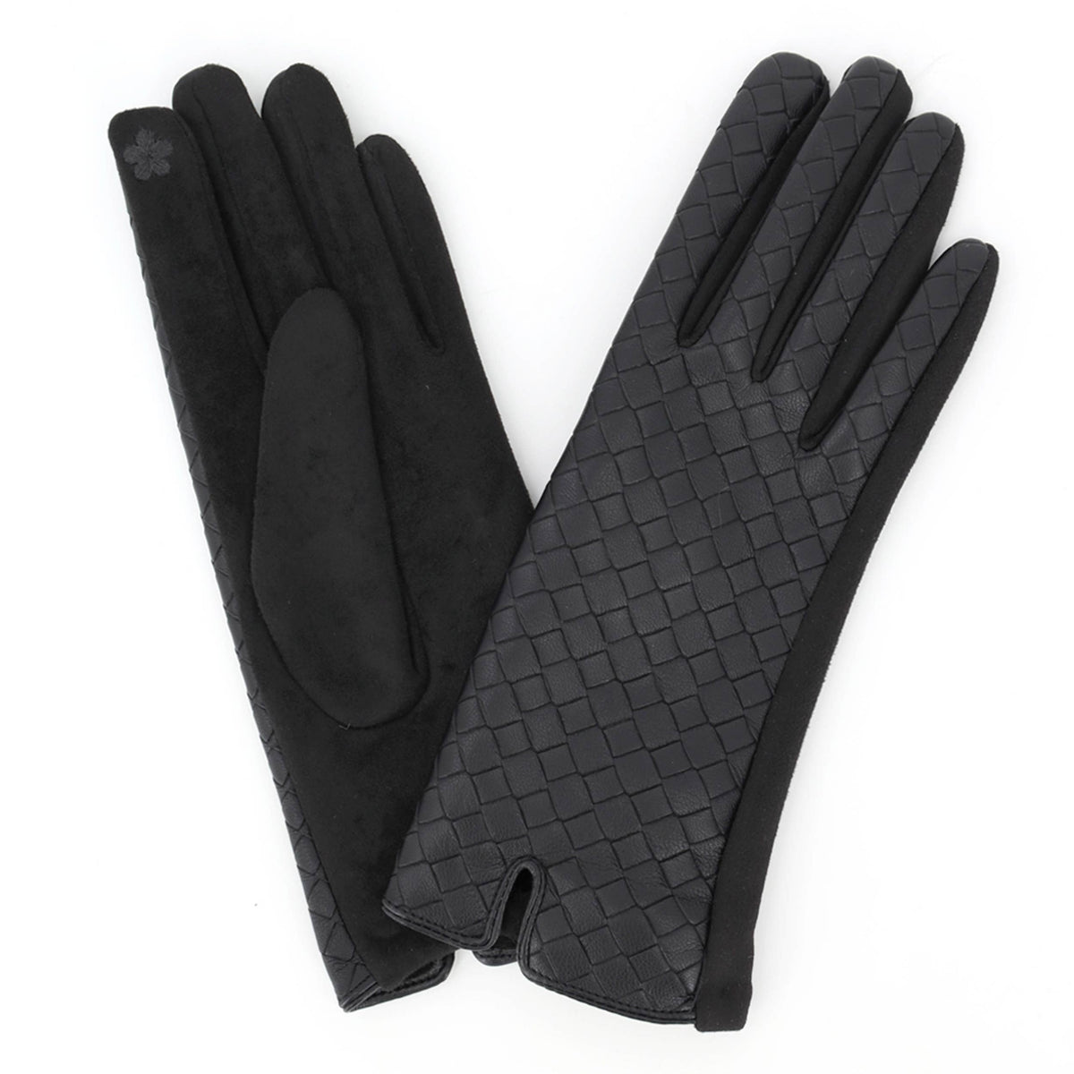 Quilted Faux Leather/Suede Touchscreen Gloves