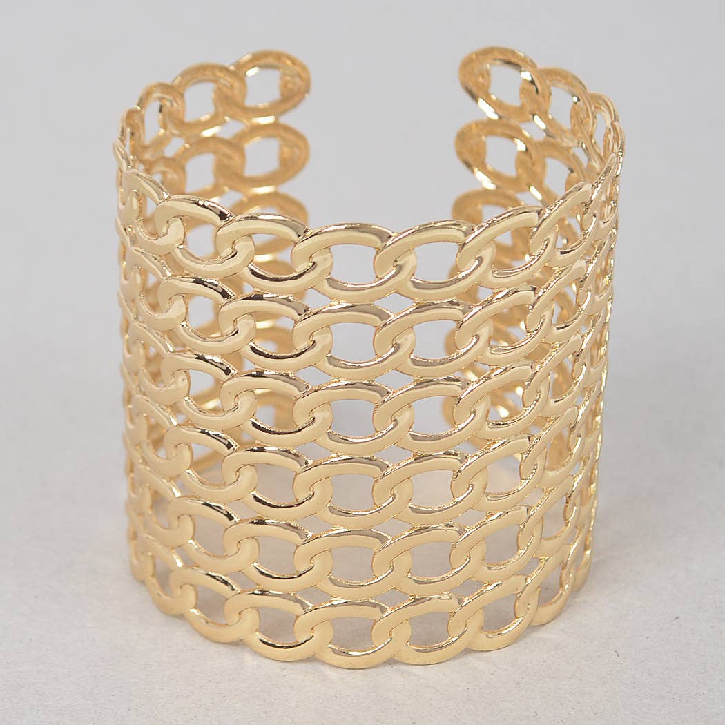 Wide Chain Metal Cuff Bracelet