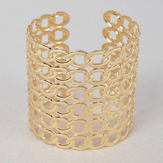 Wide Chain Metal Cuff Bracelet