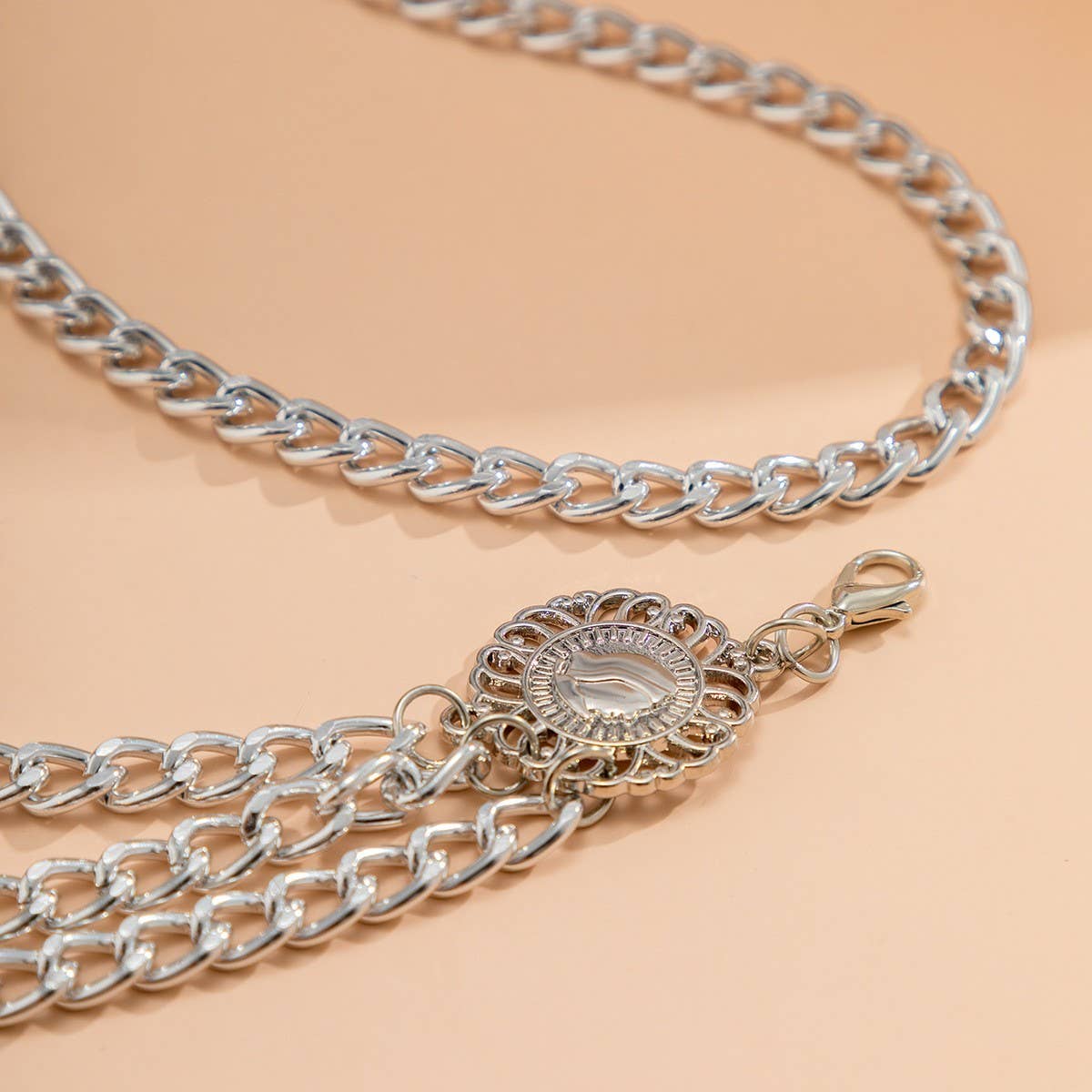 Multi Layer Silver Waist Chain Belt
