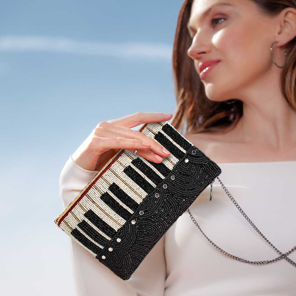Keys To My Heart Beaded Piano Keys Crossbody Phone Bag