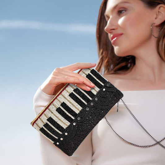 Keys To My Heart Beaded Piano Keys Crossbody Phone Bag