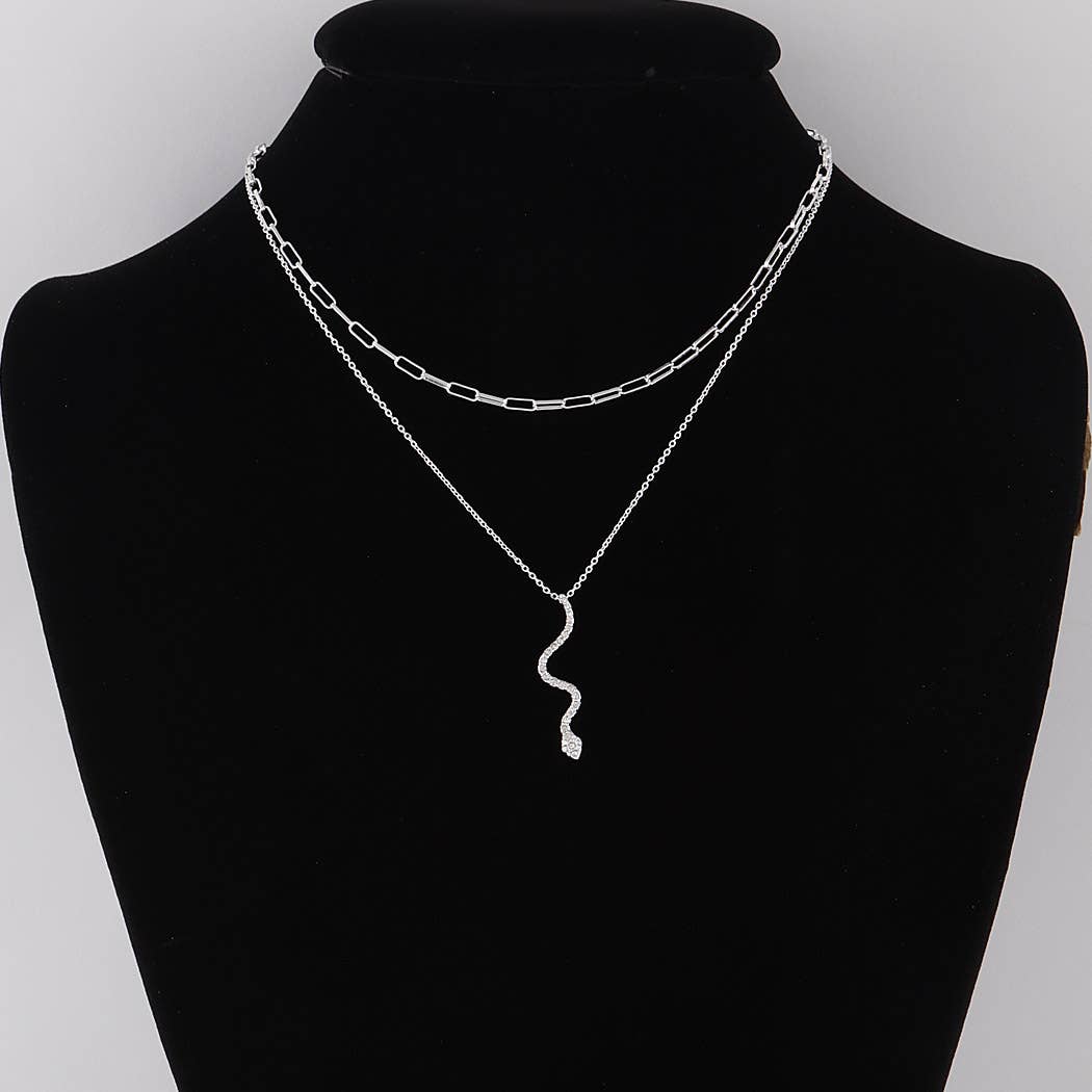 Jeweled Snake Pendant Necklace