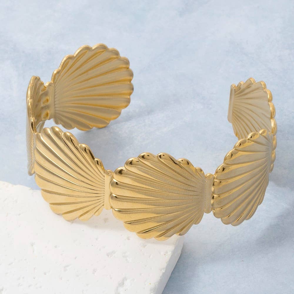 Scallop Seashell Cuff Bracelet