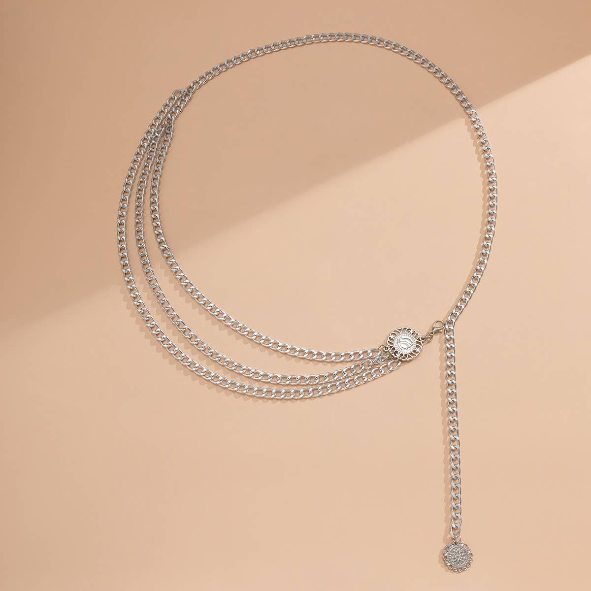 Multi Layer Silver Waist Chain Belt