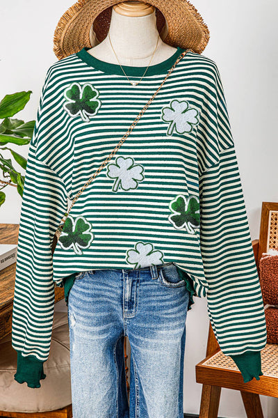 Striped Sequin Clover L/S Top