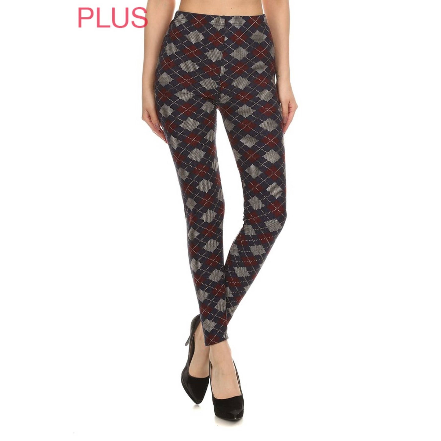 Plus Size Argyle Print Leggings