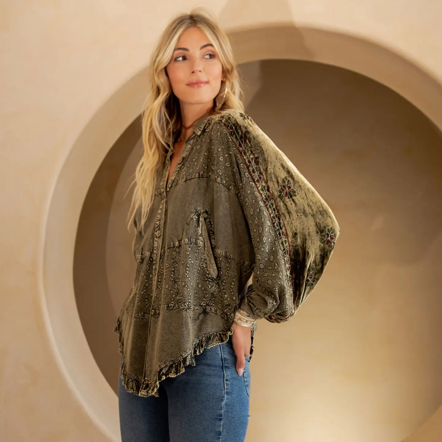Boho Elegance Stonewashed Top