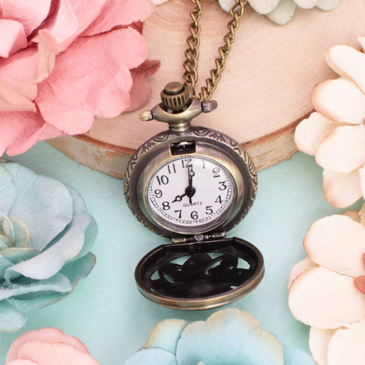 Flower Bloom Gold Pocket Watch Necklace