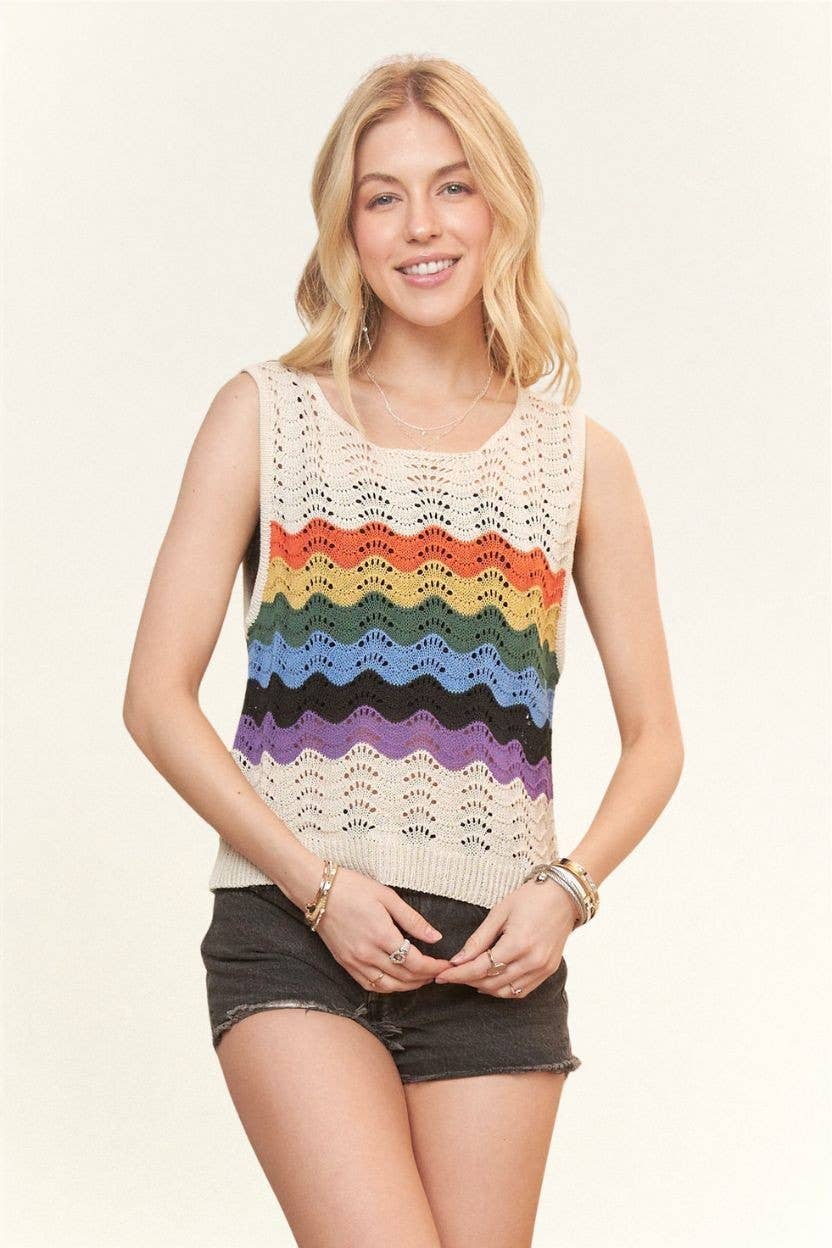 Rainbow Crochet Tank Top