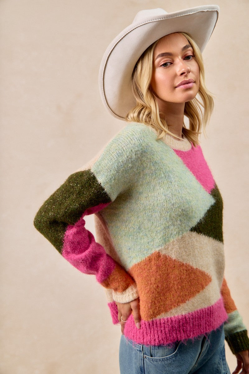 Fuzzy Retro Sweater Top