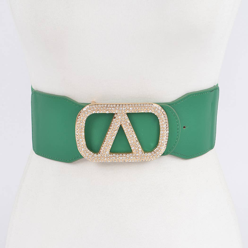 Plus Size Rhinestone Buckle Elastic Belt