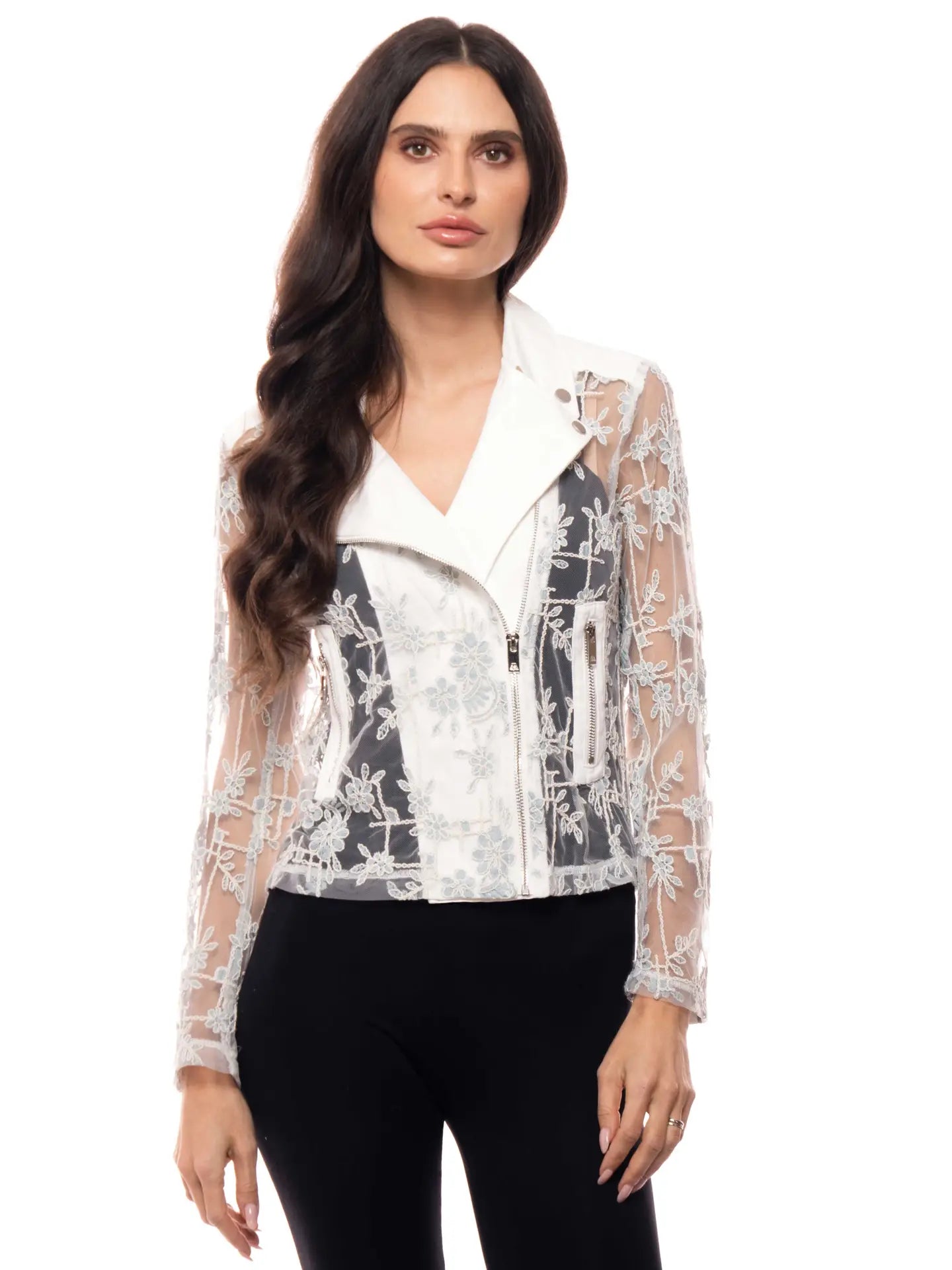 Floral Lace Moto Jacket