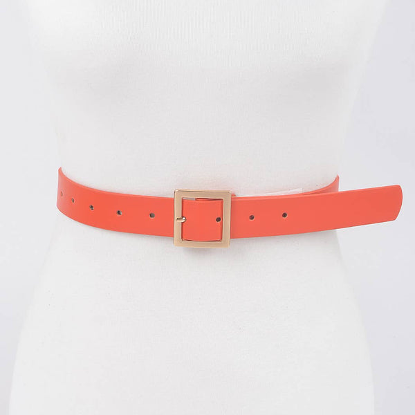 Simple Orange Square Buckle Belt