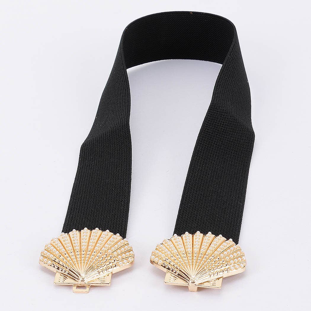 Double Metal Shell Buckle Stretch Belt