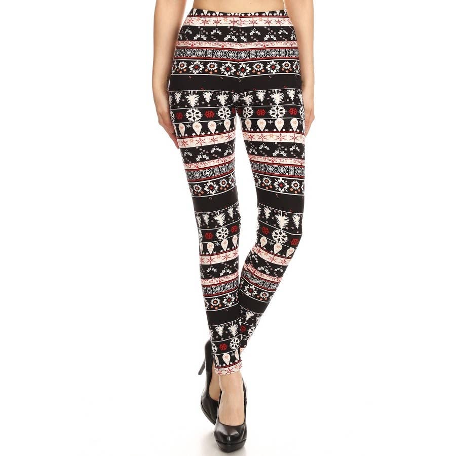 Three Tone Winter Print Leggings