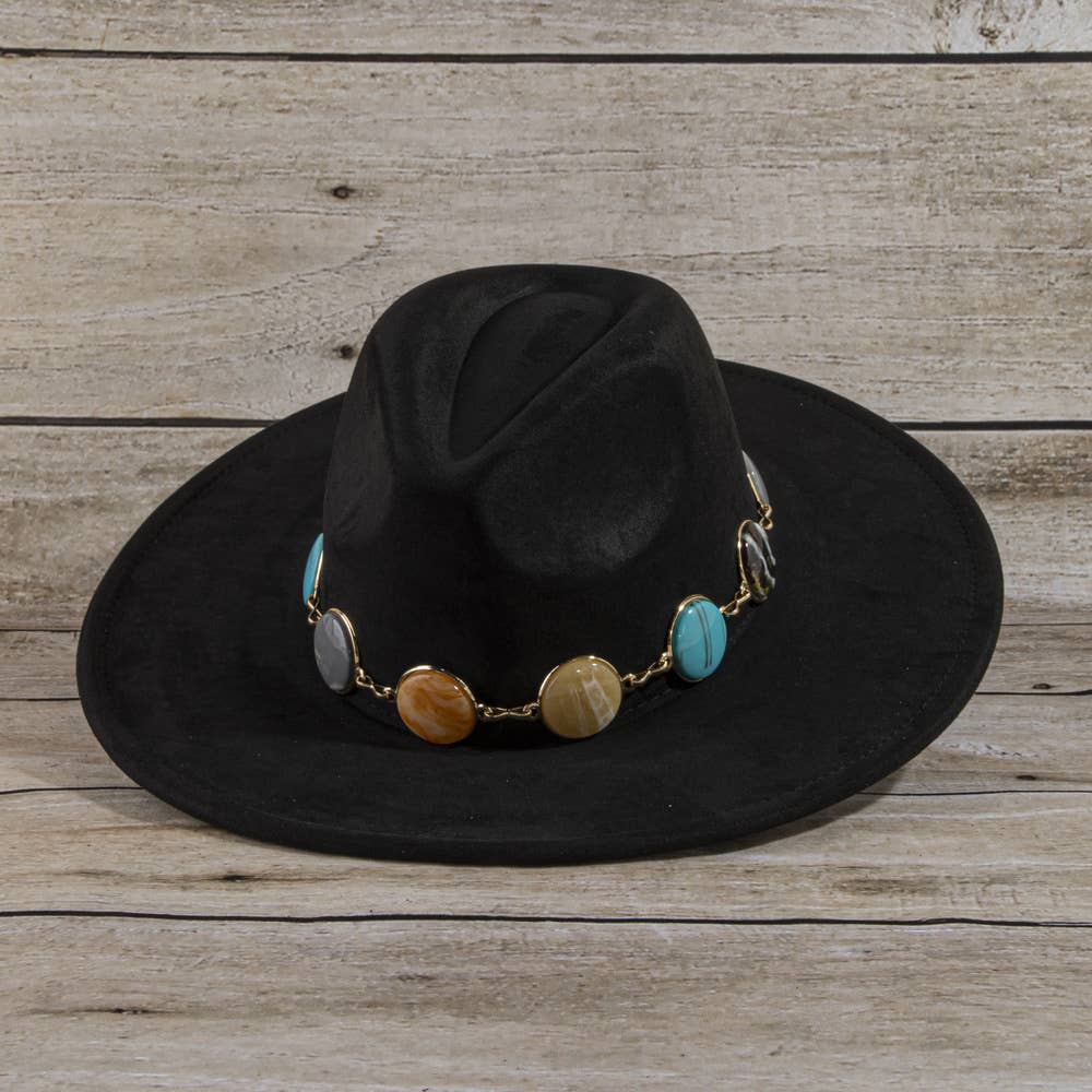 Semi Precious Stone Chain Band Fedora