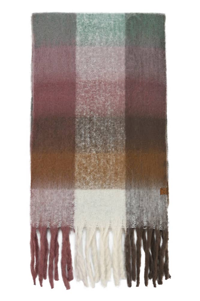 C.C Color Block Plaid Checkered Scarf