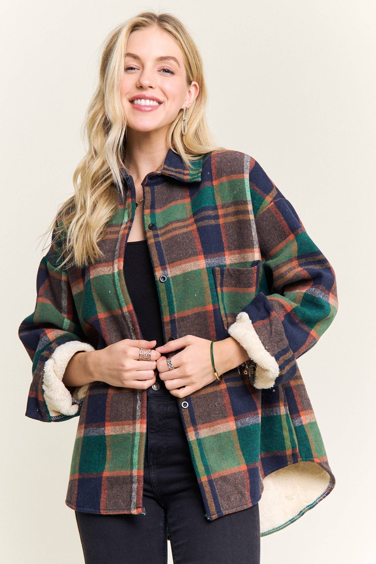 Olive Navy Sherpa Jacket