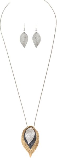 Layered Multi Metal Leaves Necklace