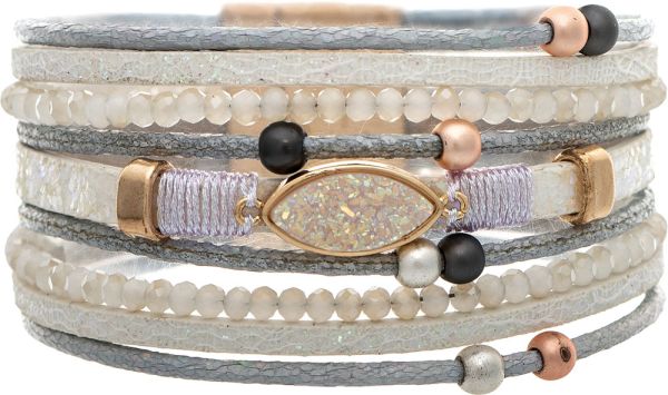 Gold White Druzy Cord Magnetic Bracelet