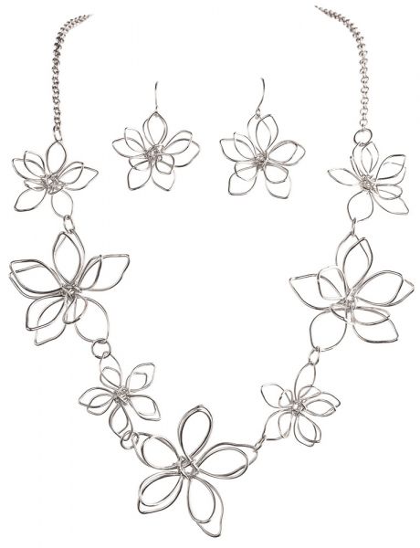 3D Flower Wire Necklace Set