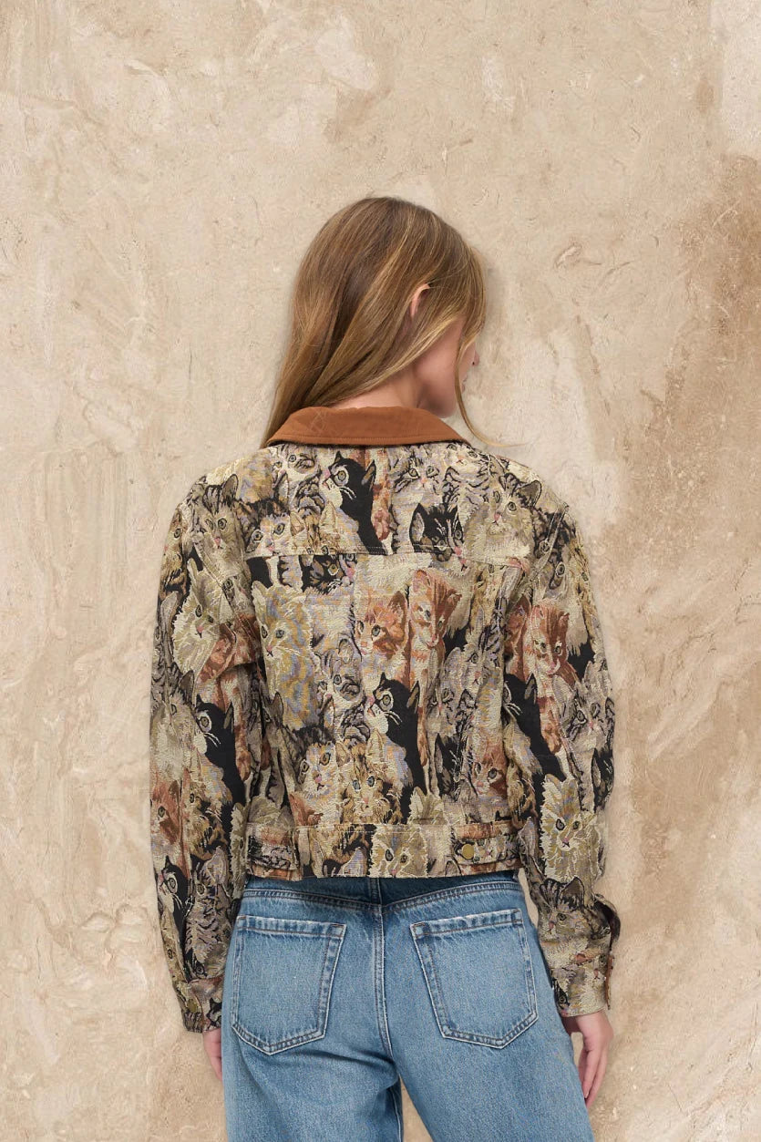 Cat Tapestry Denim Jacket