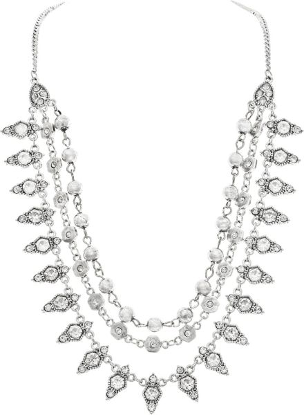 Silver Metal Fringe Necklace