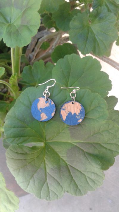 Wooden Globe Earrings