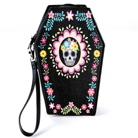 Sugar Skull Coffin Vinyl Wallet