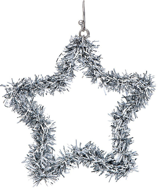 Silver Tinsel Star Holiday Earring