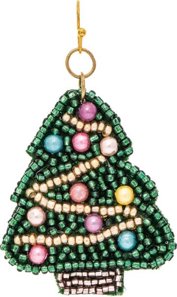 Gold Seed Bead Decorated Tree Earring