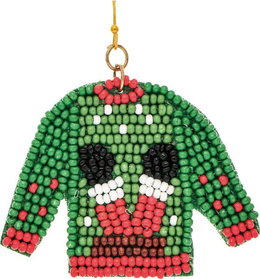 Gold Beaded Ugly Sweater Earring