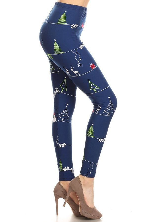 Christmas Cartoon Print Legging