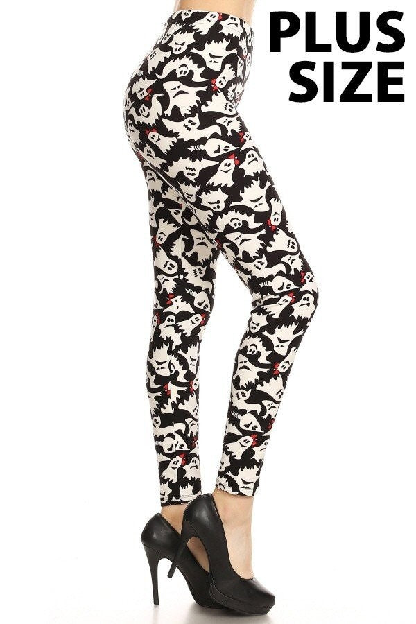 Ghosts and Bows Print Leggings