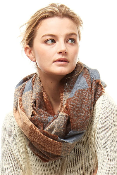 Plaid Frayed Infinity Scarf