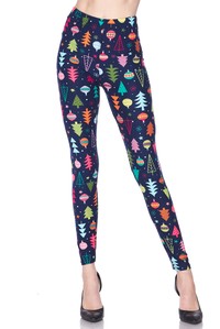 Trees & Ornament Print Leggings