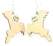 Wooden Ghost Earrings