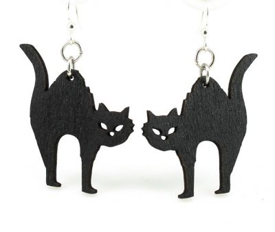 Wooden Cat Earrings