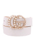 Cream Pearl Buckle Faux Leather Belt