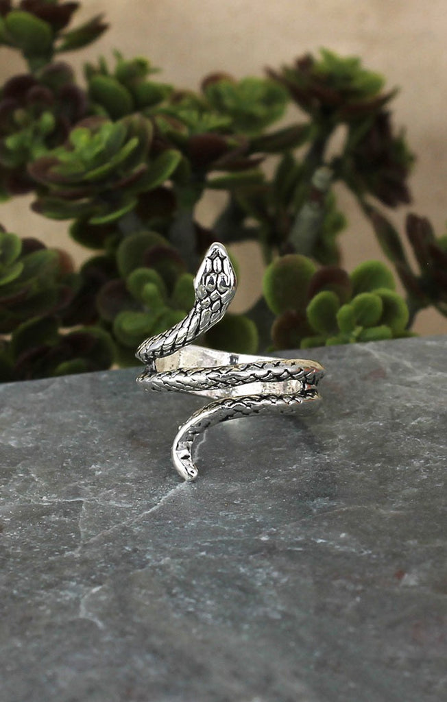 Tight Squeeze Silver Snake Wrap Band Ring