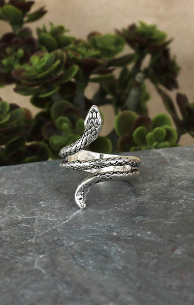 Tight Squeeze Silver Snake Wrap Band Ring