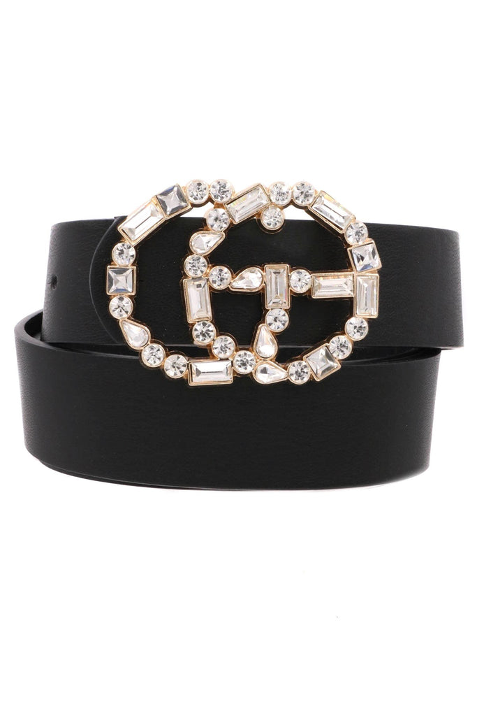 Black Rhinestone Buckle Belt