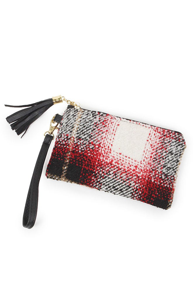 Plaid Checkered Wristlet Pouch