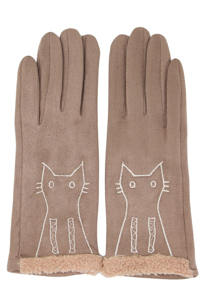 Embroidery Cat Smart Touch Gloves