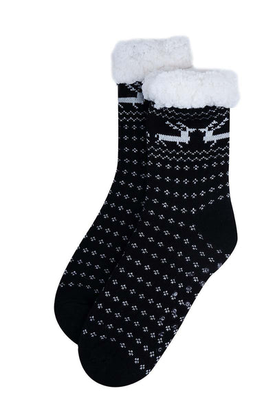 Sherpa Reindeer Heart Socks